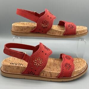 NEW earth Women’s Ferne Strappy Slingback Sandals Medium Red Size 9M